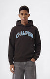 Sudadera Champion junior 307665 negra con capucha y logo frontal, vista frontal