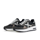 Zapatilla Munich Aurea negra vista lateral interior con plataforma blanca