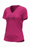 Camiseta mujer SLX Sport Luxury cuello pico fucsia | Transpirable | Hecha en España