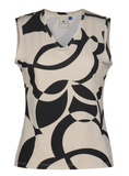 Camiseta Luhta Sin Mangas Cuello V - Estampado Geo Black & White - Puber Sports