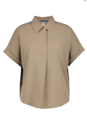 Camisa Luhta Ahveninen Mujer – Estampado Retro y Tejido Fluido (Marrón/Beige) - Puber Sports