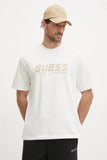 Camiseta Guess G018 Beig y JBLk Negro | Transpirable - Puber Sports