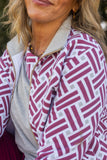 Chaqueta mujer SLX Sport Luxury geometría costadillos granate | Felpa interior