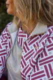 Chaqueta mujer SLX Sport Luxury geometría costadillos granate | Felpa interior
