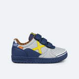 Zapatillas Munich G-3 Kid Gris y azul – Niño (Velcro) - Puber Sports