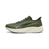 Zapatillas Puma DARTER PRO 2 312587-21 verde oliva con detalles lima, vista lateral