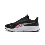Zapatilla Puma Flexfocus Lite Modern 313847 negra vista lateral exterior con mediasuela blanca flexible