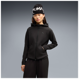 Sudadera Puma Tech negra para mujer, vista frontal sobre modelo