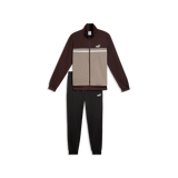 Chándal Puma Poly Colorblock Suit marrón y beige con pantalón negro 694348-33, vista frontal