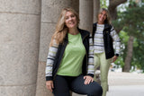 Chaqueta mujer SLX Sport Luxury manga rayas verde matcha | Felpa interior algodón
