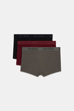 Pack de 3 calzoncillos bóxer Guess Joe Trunk en negro, granate y caqui