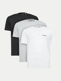 Pack de 3 camisetas Guess de hombre en negro, gris jaspeado y blanco con cuello redondo