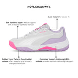Zapatillas mujer padel Puma NOVA 01 Blanco lila | Cómodas y Ligeras