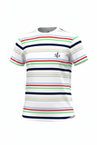 Camiseta mujer SLX Sport Luxury rayas de colores blanca | Transpirable | Hecha en España