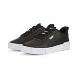 Puma negras de piel con logos plateados en lengüeta